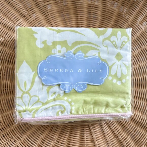 NEW Serena & Lily Caroline Duvet Cover (Twin)-Green/White - Picture 1 of 2